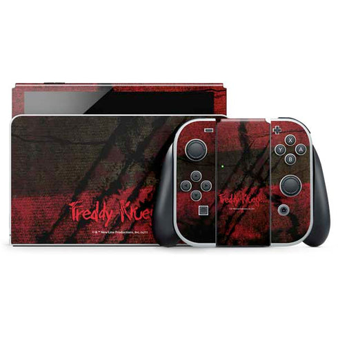 Nightmare on Elm Street Freddy Krueger Scratch Nintendo Switch OLED (2021) Skin
