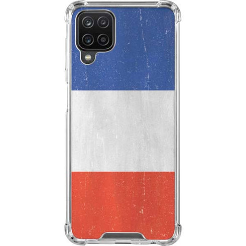 French Flag Distressed Galaxy A12 Clear Case