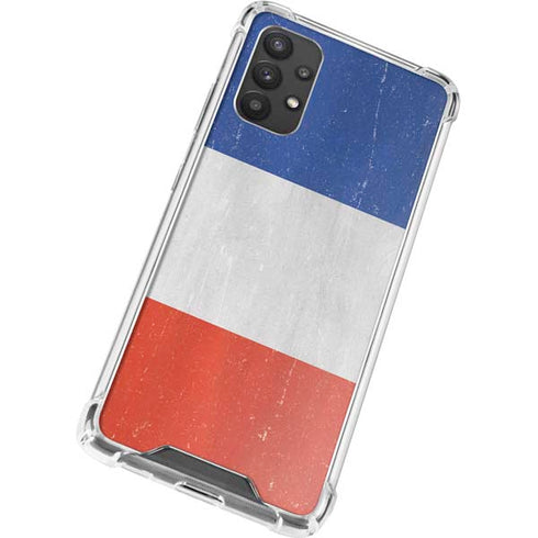 French Flag Distressed Galaxy A32 5G Clear Case