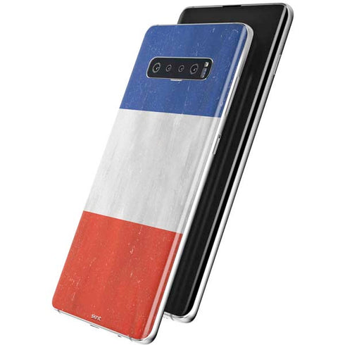 French Flag Distressed Galaxy S10 Skin