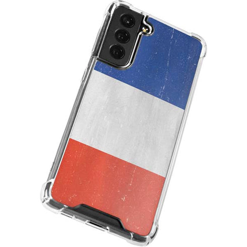 French Flag Distressed Galaxy S21 FE Clear Case