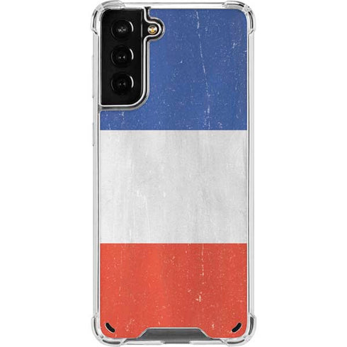 French Flag Distressed Galaxy S21 Plus 5G Clear Case