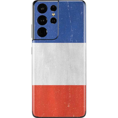 French Flag Distressed Galaxy S21 Ultra 5G Skin