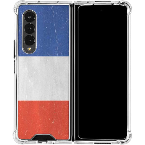 French Flag Distressed Galaxy Z Fold4 5G Clear Case