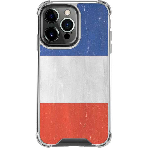 French Flag Distressed iPhone 14 Pro Clear Case