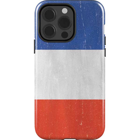 French Flag Distressed iPhone 15 Pro Impact Case