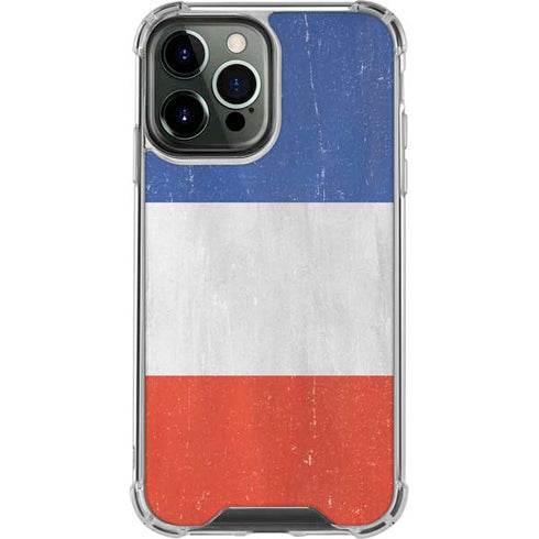 French Flag Distressed iPhone 15 Pro Max Clear Case