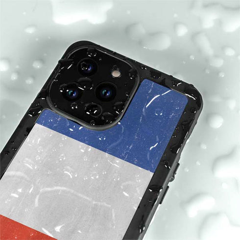 French Flag Distressed iPhone 14 Pro Waterproof Case