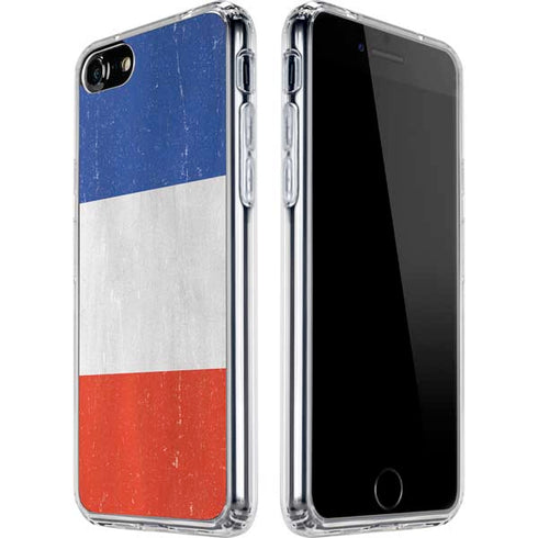 French Flag Distressed iPhone SE (2nd & 3rd Gen) Clear Case
