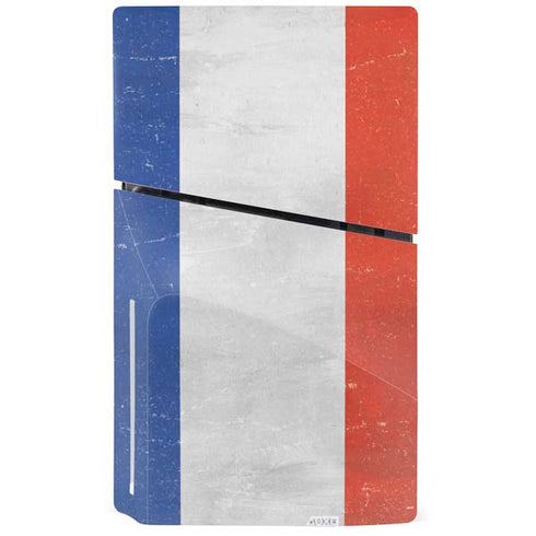 French Flag Distressed PS5 Slim Disk Bundle Skin