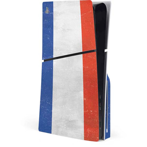 French Flag Distressed PS5 Slim Disk Console Skin
