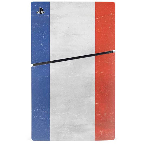 French Flag Distressed PS5 Slim Disk Console Skin
