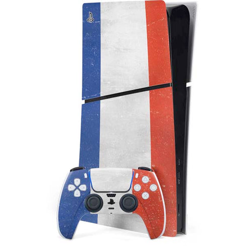 French Flag Distressed PS5 Slim Digital Edition Bundle Skin