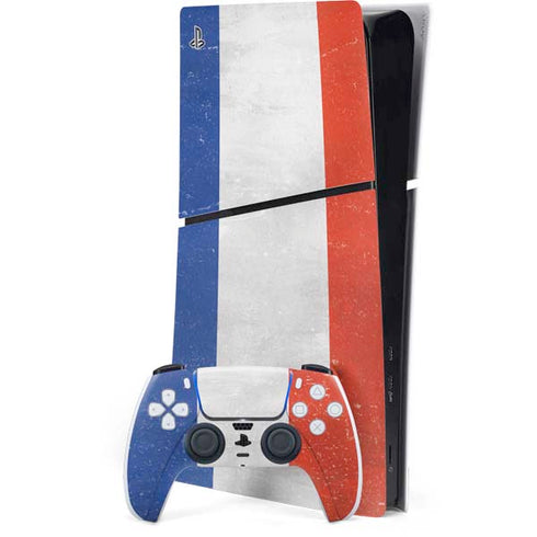 French Flag Distressed PS5 Slim Digital Edition Console Skin