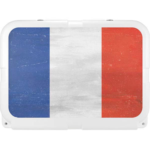 French Flag Distressed YETI Tundra 35 Hard Cooler Skin