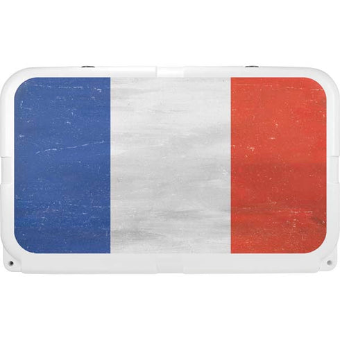 French Flag Distressed YETI Tundra 45 Hard Cooler Skin