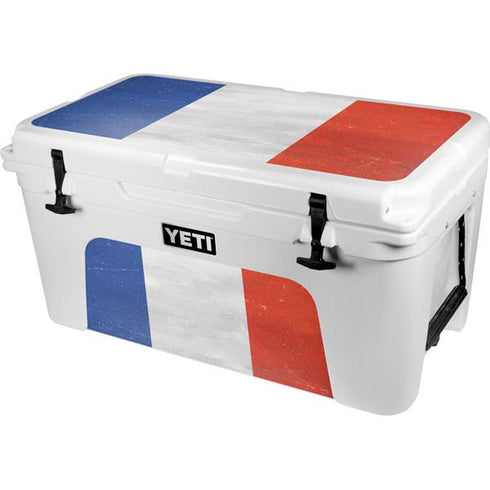 French Flag Distressed YETI Tundra 65 Hard Cooler Skin