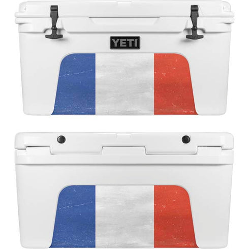 French Flag Distressed YETI Tundra 75 Hard Cooler Skin