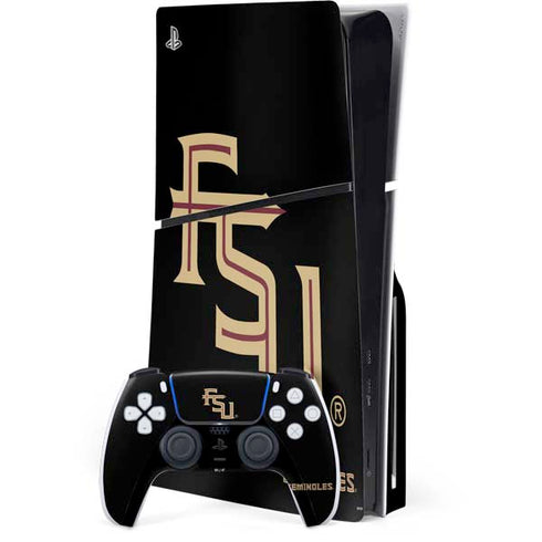Florida State FSU Seminoles Black PS5 Slim Disk Bundle Skin
