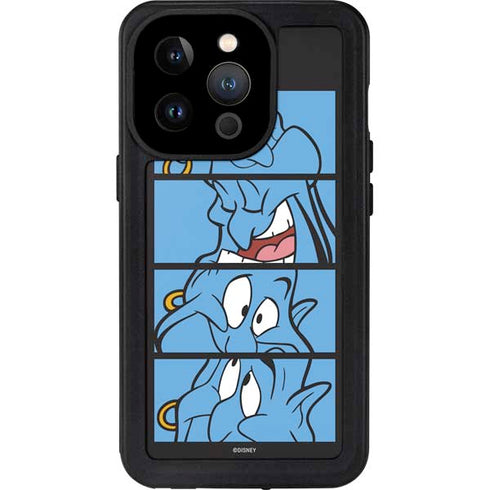 Disney Aladdin Genie Faces Grid iPhone 14 Pro Waterproof Case