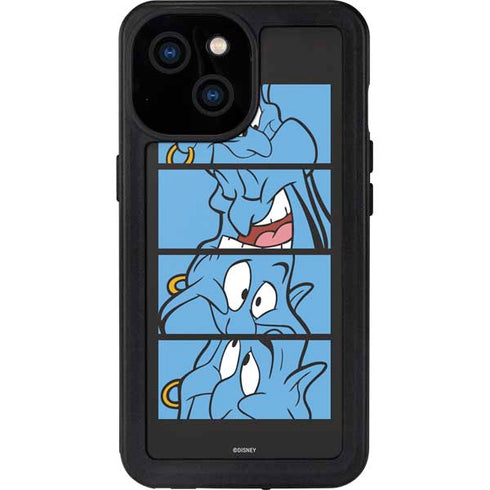 Disney Aladdin Genie Faces Grid iPhone 15 Waterproof Case