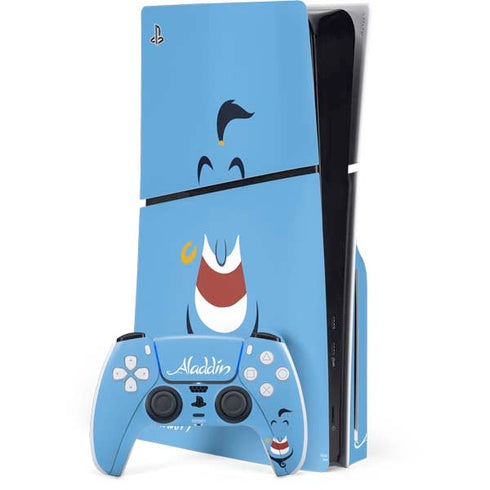 Disney Aladdin Genie Outline Art PS5 Slim Disk Bundle Skin