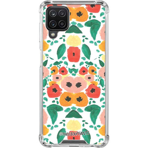 Bouffants and Broken Hearts Geometric Flowers Galaxy A12 Clear Case