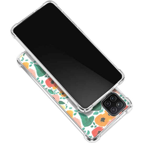 Bouffants and Broken Hearts Geometric Flowers Galaxy A12 Clear Case
