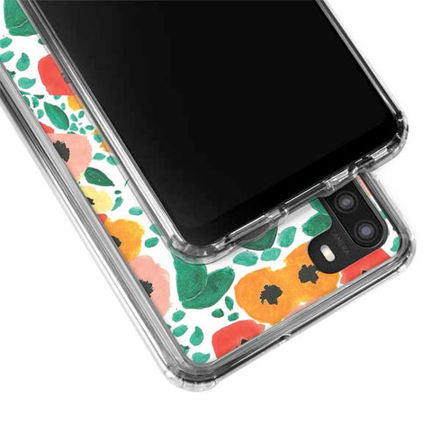 Bouffants and Broken Hearts Geometric Flowers Galaxy A21 Clear Case