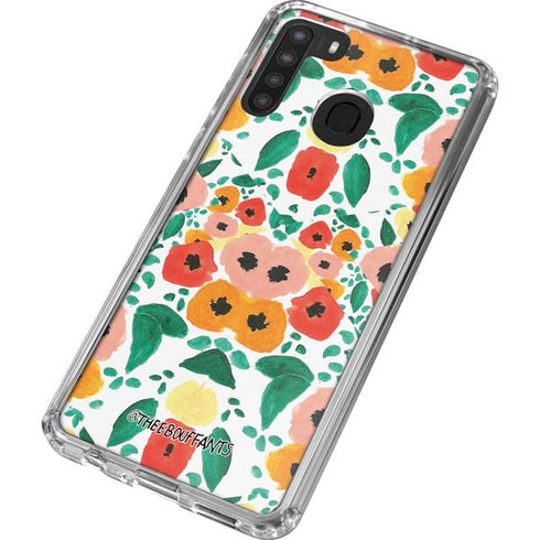 Bouffants and Broken Hearts Geometric Flowers Galaxy A21 Clear Case