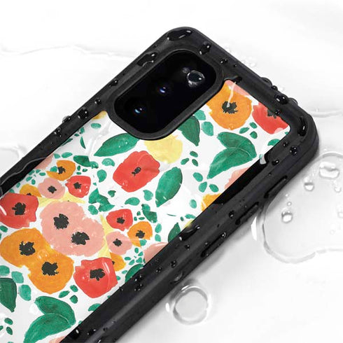 Bouffants and Broken Hearts Geometric Flowers Galaxy S20 Waterproof Case