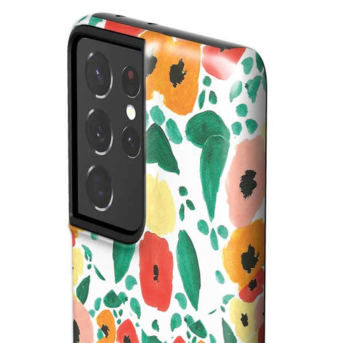 Bouffants and Broken Hearts Geometric Flowers Galaxy S21 Ultra 5G Pro Case
