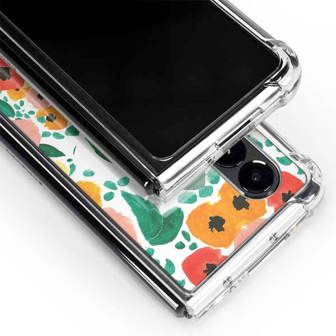 Bouffants and Broken Hearts Geometric Flowers Galaxy Z Fold4 5G Clear Case