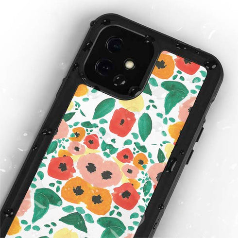 Bouffants and Broken Hearts Geometric Flowers iPhone 12 Waterproof Case