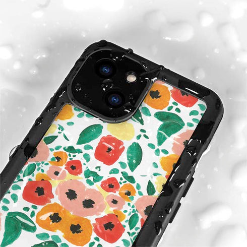 Bouffants and Broken Hearts Geometric Flowers iPhone 15 Waterproof Case