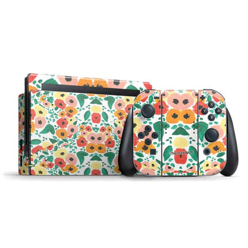 Bouffants and Broken Hearts Geometric Flowers Nintendo Switch Bundle Skin