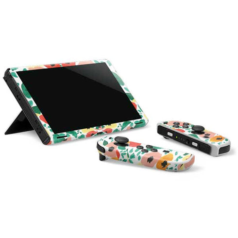 Bouffants and Broken Hearts Geometric Flowers Nintendo Switch OLED (2021) Skin