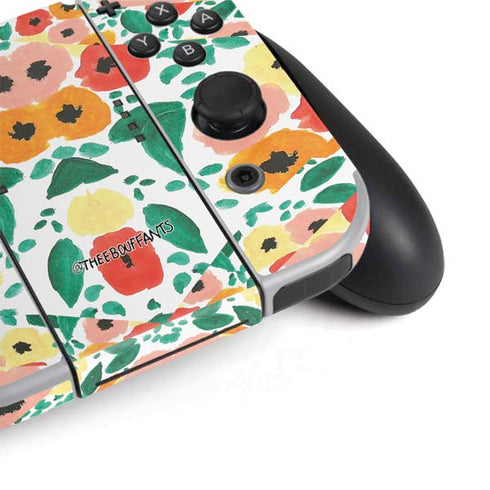 Bouffants and Broken Hearts Geometric Flowers Nintendo Switch OLED (2021) Skin