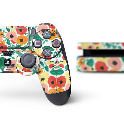 Bouffants and Broken Hearts Geometric Flowers PS4 Slim Bundle Skin