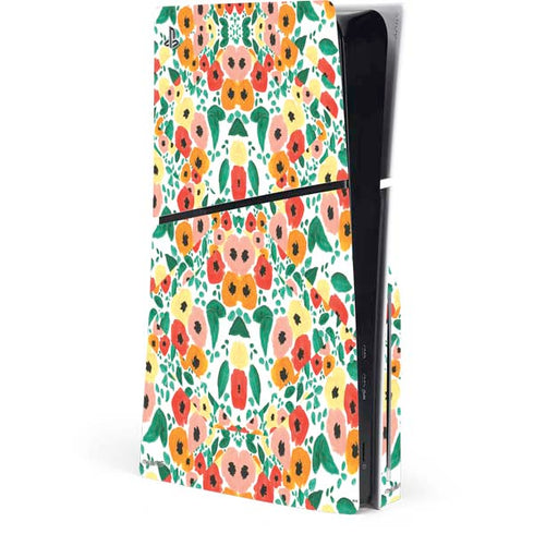 Bouffants and Broken Hearts Geometric Flowers PS5 Slim Disk Console Skin
