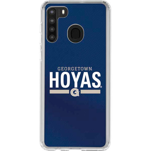 Georgetown University Hoyas Stripe Galaxy A21 Clear Case