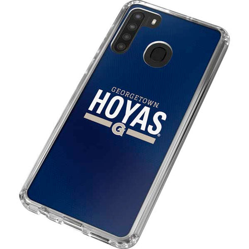 Georgetown University Hoyas Stripe Galaxy A21 Clear Case