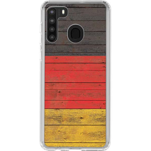 German Flag Dark Wood Galaxy A21 Clear Case