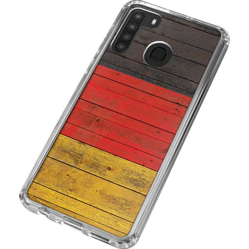 German Flag Dark Wood Galaxy A21 Clear Case