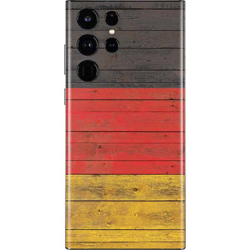 German Flag Dark Wood Galaxy S22 Ultra Skin