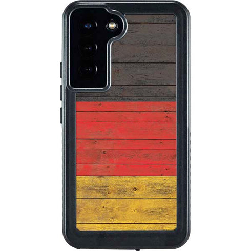 German Flag Dark Wood Galaxy S23 Plus Waterproof Case