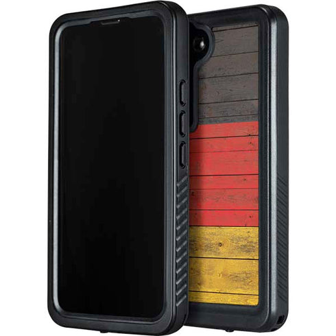 German Flag Dark Wood Galaxy S23 Plus Waterproof Case