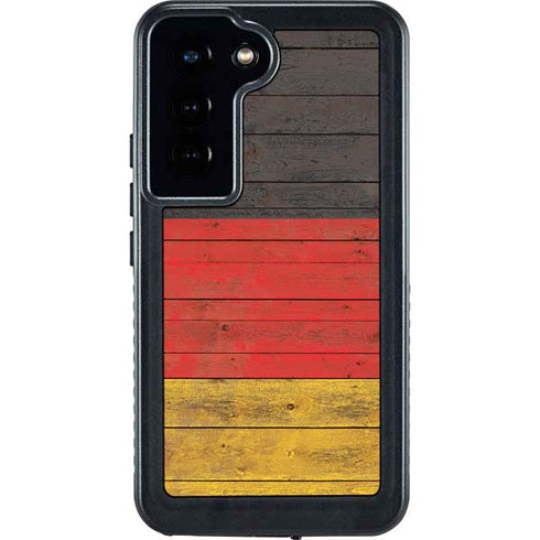 German Flag Dark Wood Galaxy S23 Waterproof Case