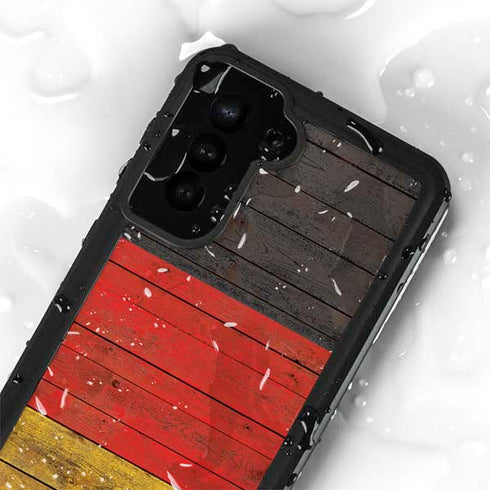 German Flag Dark Wood Galaxy S23 Waterproof Case