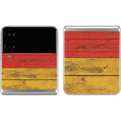 German Flag Dark Wood Galaxy Z Flip4 5G Skin